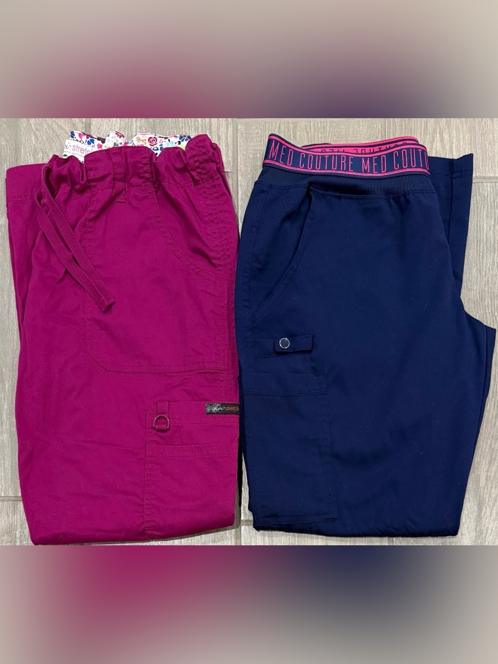 Med Couture & Koi Scrub Pants Bundle | MP Petite | Navy & Magenta | 2 Pairs